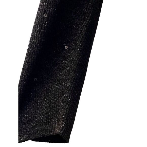 Designers Originals Women's Black Sequin Mock Neck Pullover Sweater L Goth - Picture 4 of 8